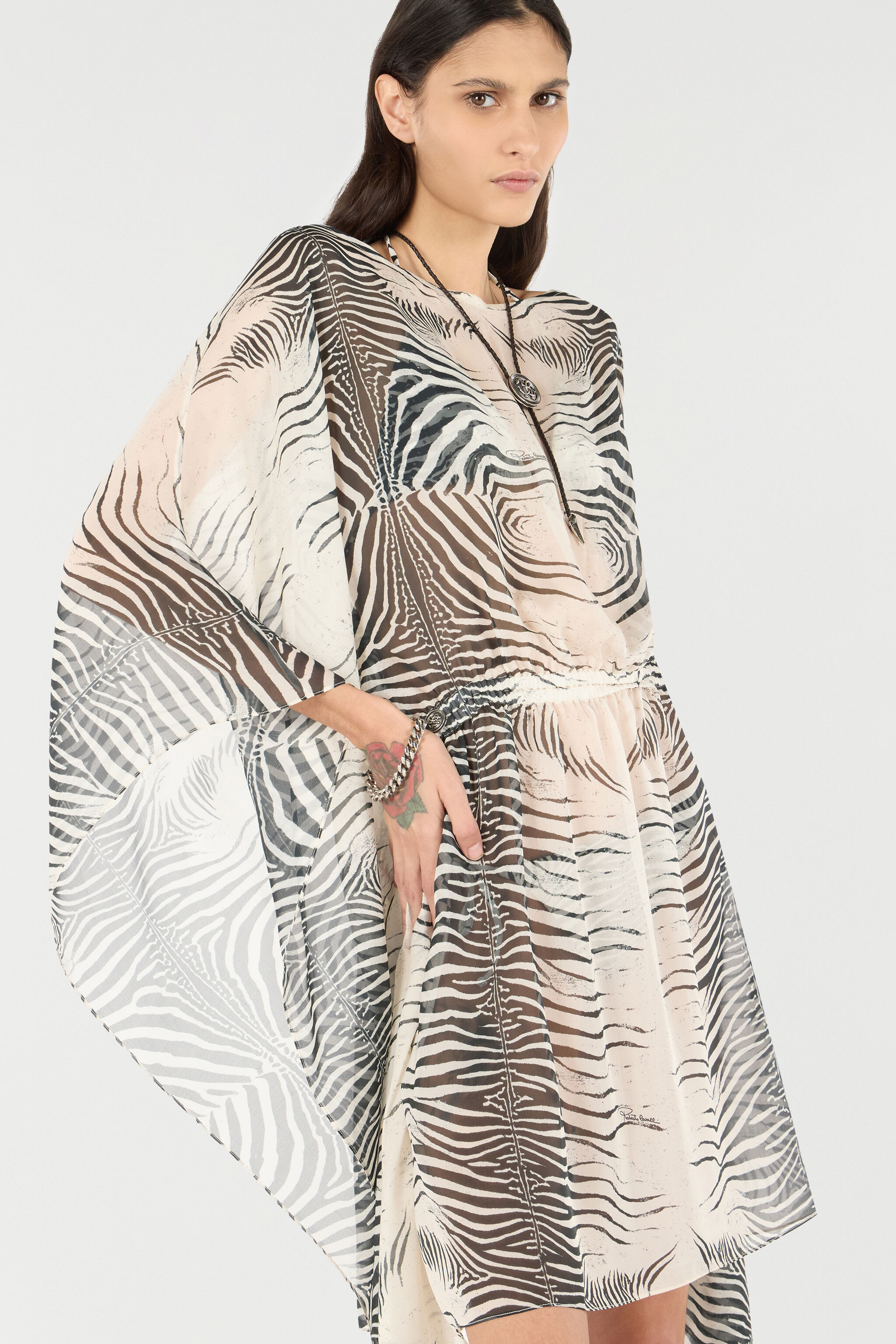 RC Zebra-Print Caftan Black/White UKW012-HNN49