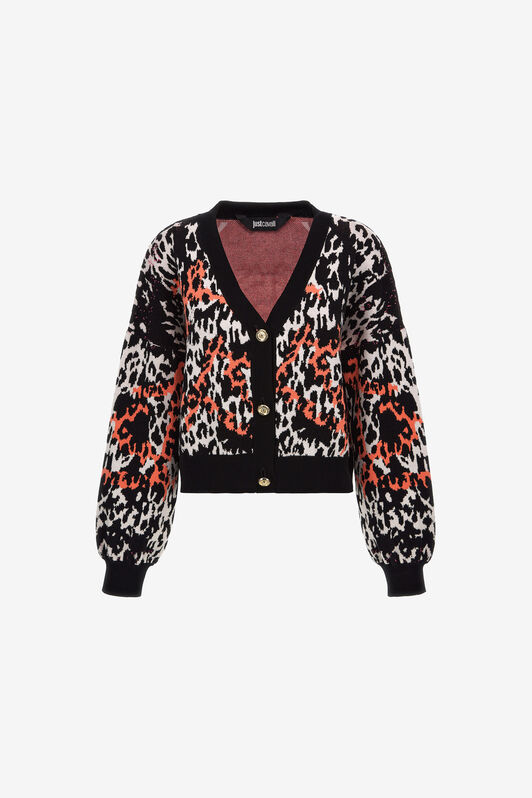 JC Just Cavalli Jacquard Cardigan Schwarz/Orange RKM653-RK347
