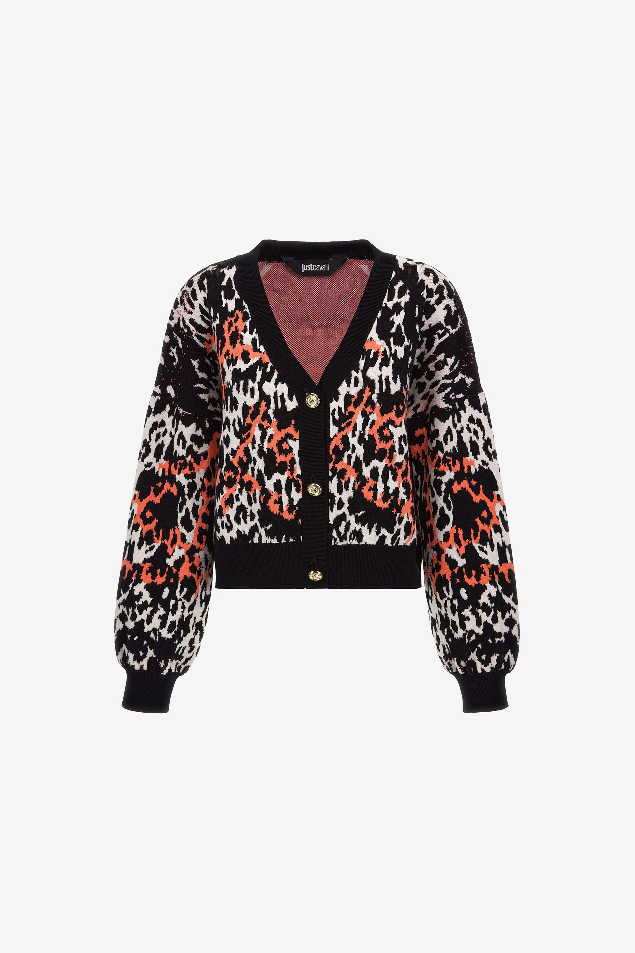 JC Just Cavalli Jacquard Cardigan Schwarz/Orange RKM653-RK347