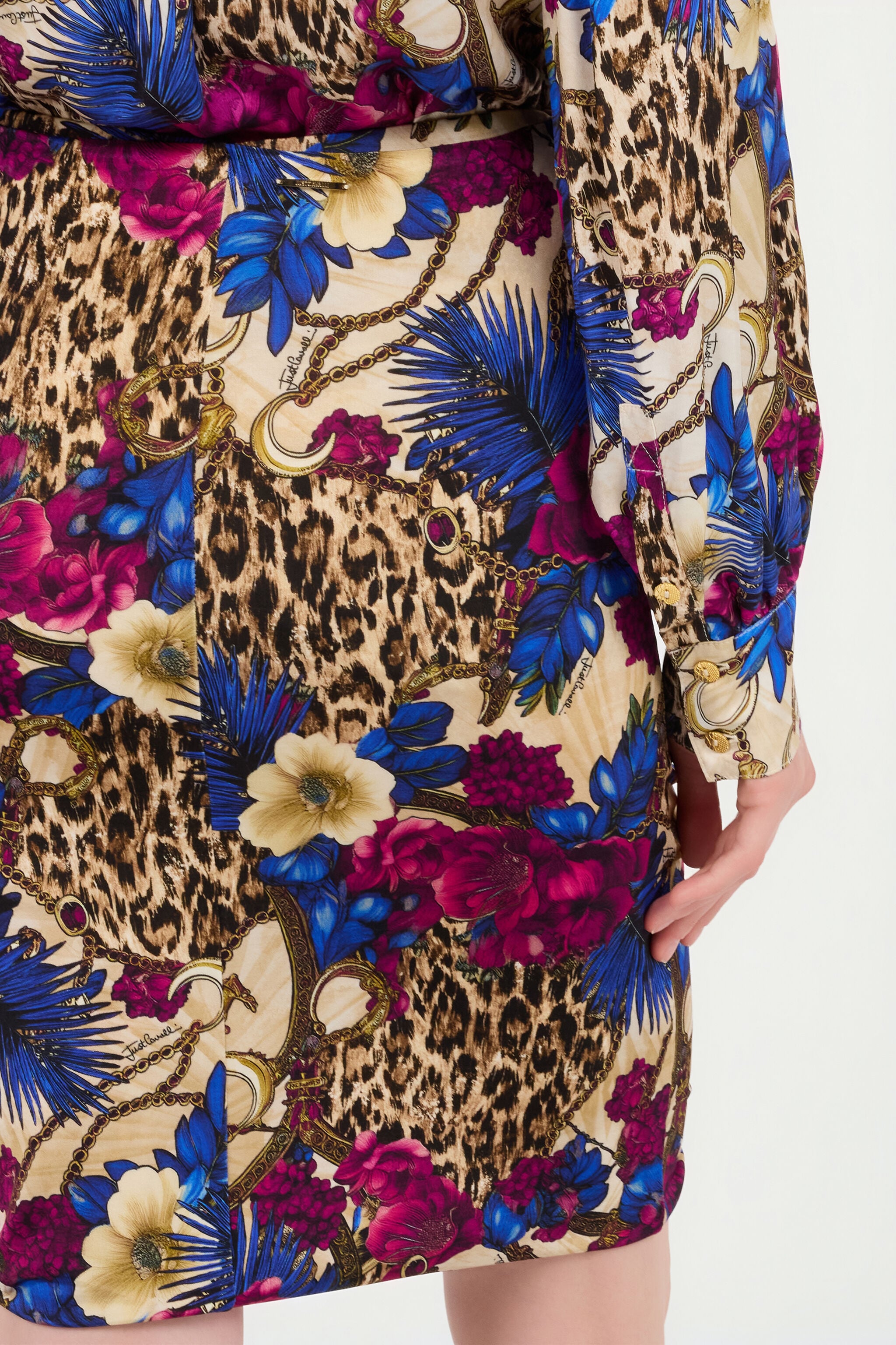 JC Falda Midi Estampado Flower Leo 700 BEIGE + 343 CILI VFT175-VF288