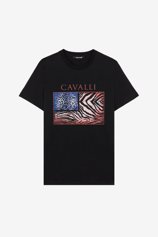 RC T-shirt à imprimé Animalier Patchwork BLACK PRT60A-JD060