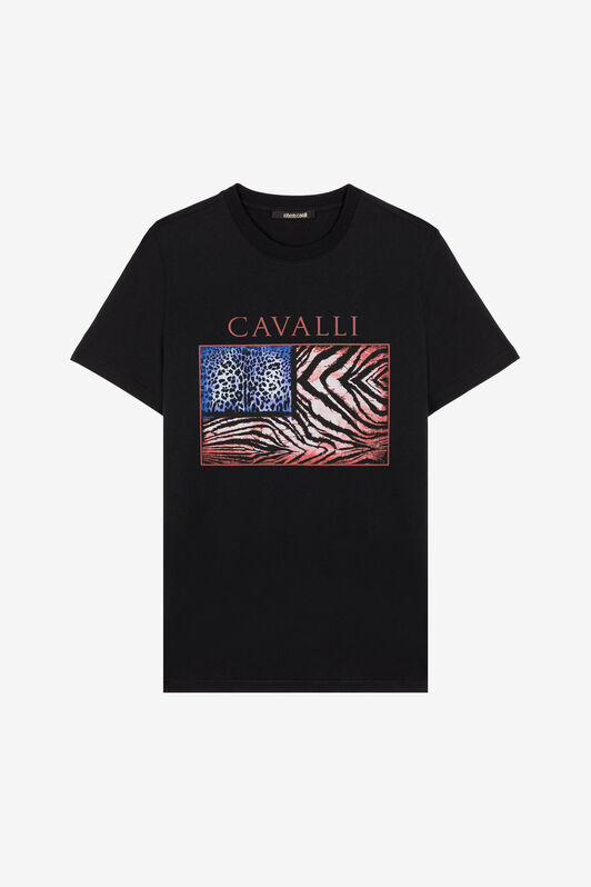 RC Animalier Patchwork-Print T-Shirt RC Animalier Patchwork-Print T-Shirt BLACK PRT60A-JD060