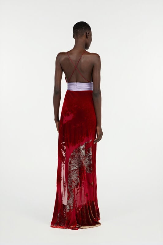 RC Long Dark Red Dress With Marine Print RC Long Dark Red Dress With Marine Print Red VWT130-VL066