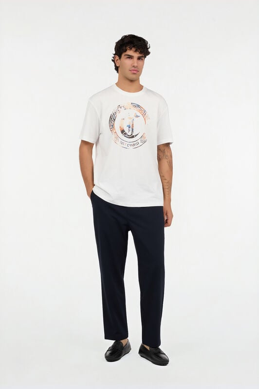 JC T-Shirt in Weiß mit Monogramm JC und Logo WHITE VFT032-VF076