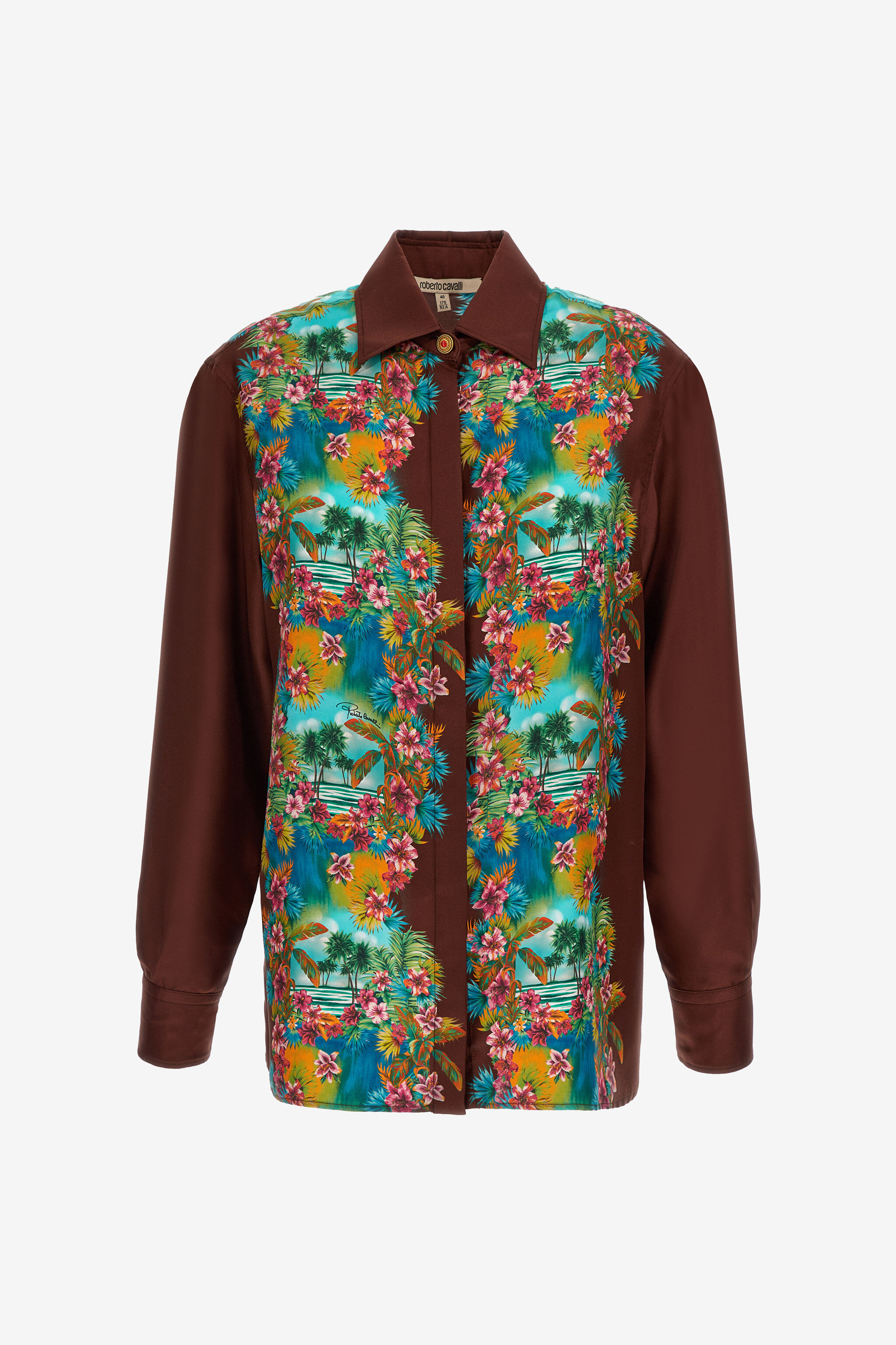 RC Hawaii silk Shirt Dunkelbraun/Hellblau SKT704-4QL29