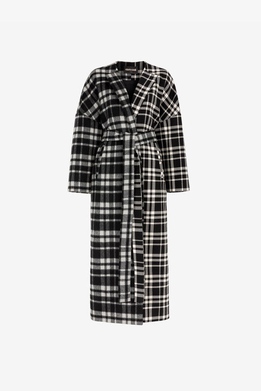 RC Checked Belted Coat Black/White RKT500-FY043