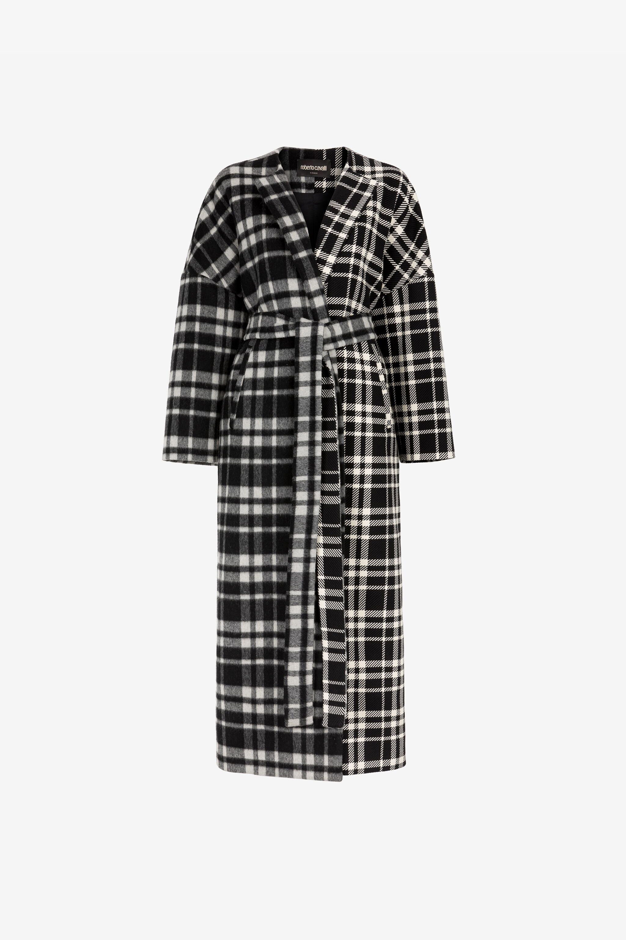 RC Checked Belted Coat Black/White RKT500-FY043