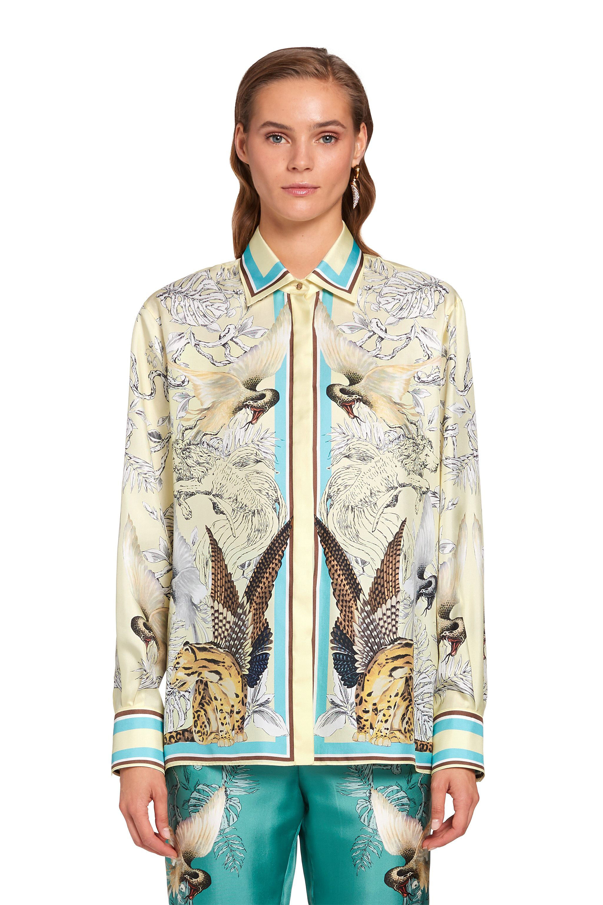 RC Camicia in seta con stampa Hybrid Animals BUTTERMILK KQT704-2NU28