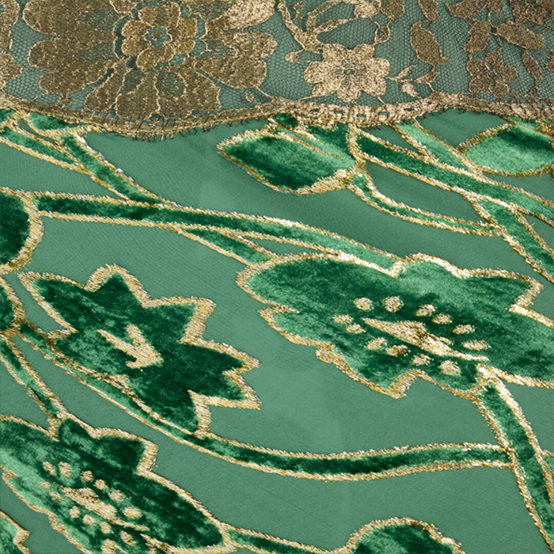 RC Long Silk Dress with Embellishments VERDE/ORO VKT119-FC007