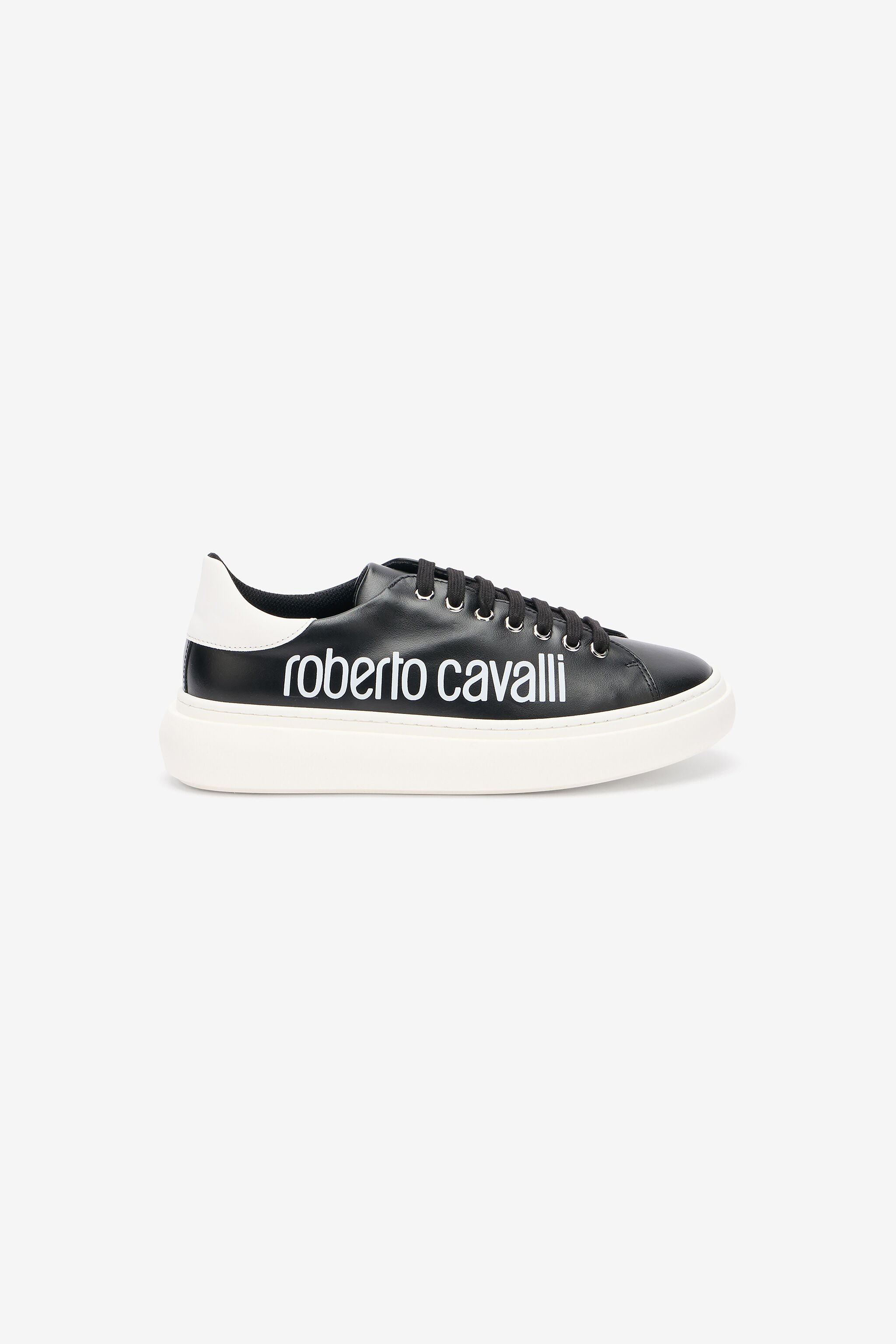 RC Black Leather Sneaker With Logo BLACK/WHITE QOS01I-PZO16