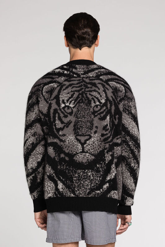 RC Tiger-Intarsia Cardigan GRAY RRM603-MA006