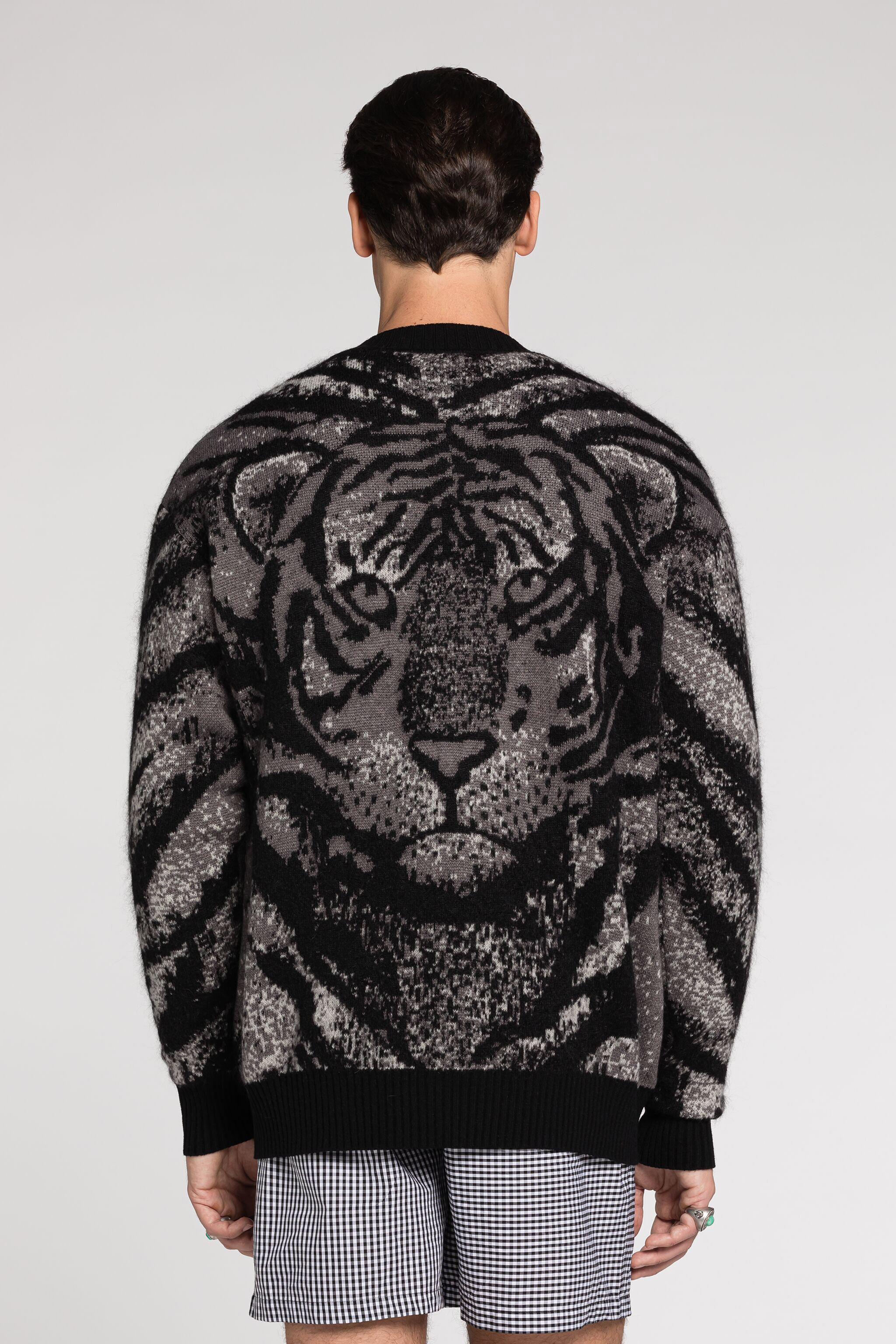 RC Tiger-Intarsia Cardigan GRAY RRM603-MA006