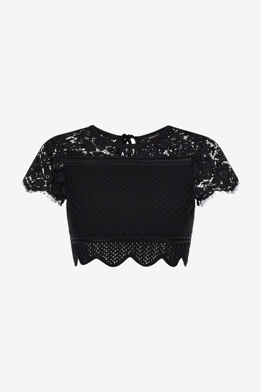 RC Top Crop In Pizzo Nero Nero SKM680-MG011