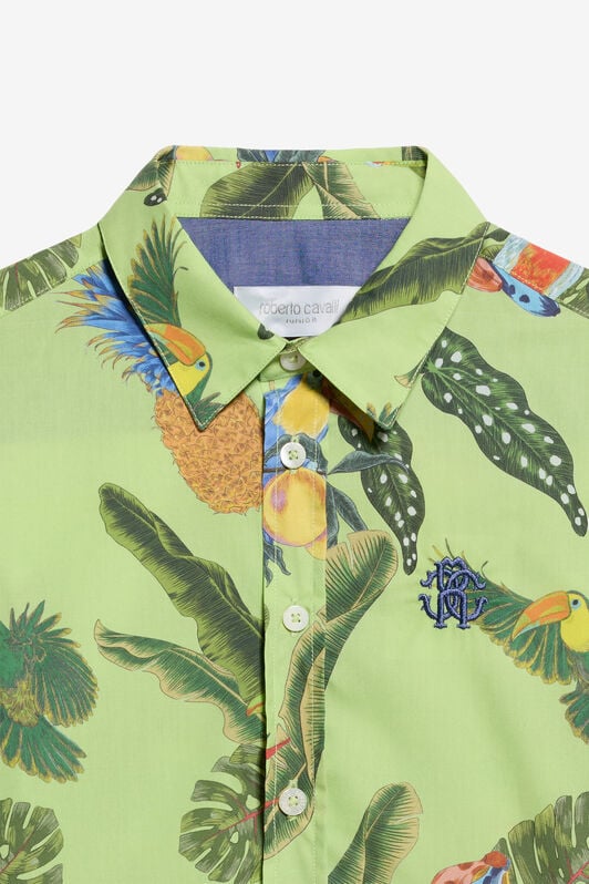 JU Tropicana Print Cotton Shirt JU Tropicana Print Cotton Shirt LIME GREEN WJT70T-7MR12