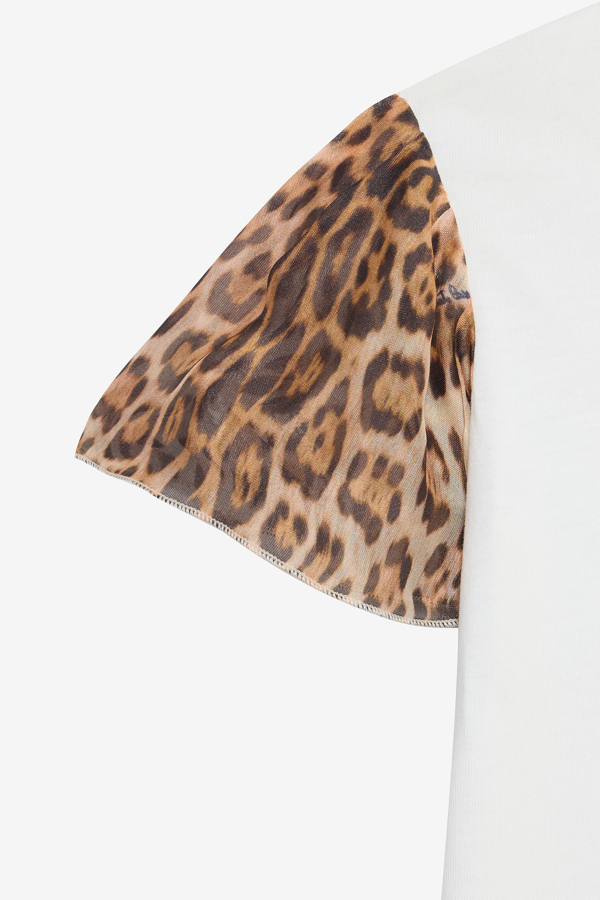 JU Milk White T-Shirt with Jaguar Skin Sleeves MILKY WHITE VJT605-JD001