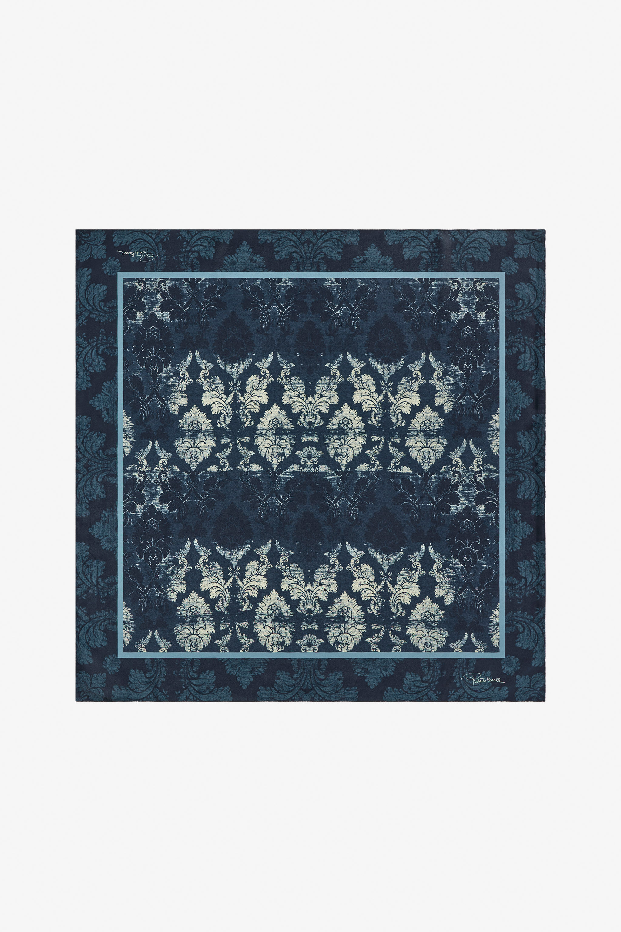 RC Silk Scarf with Brocade Print Dark blue TALR58-IR075