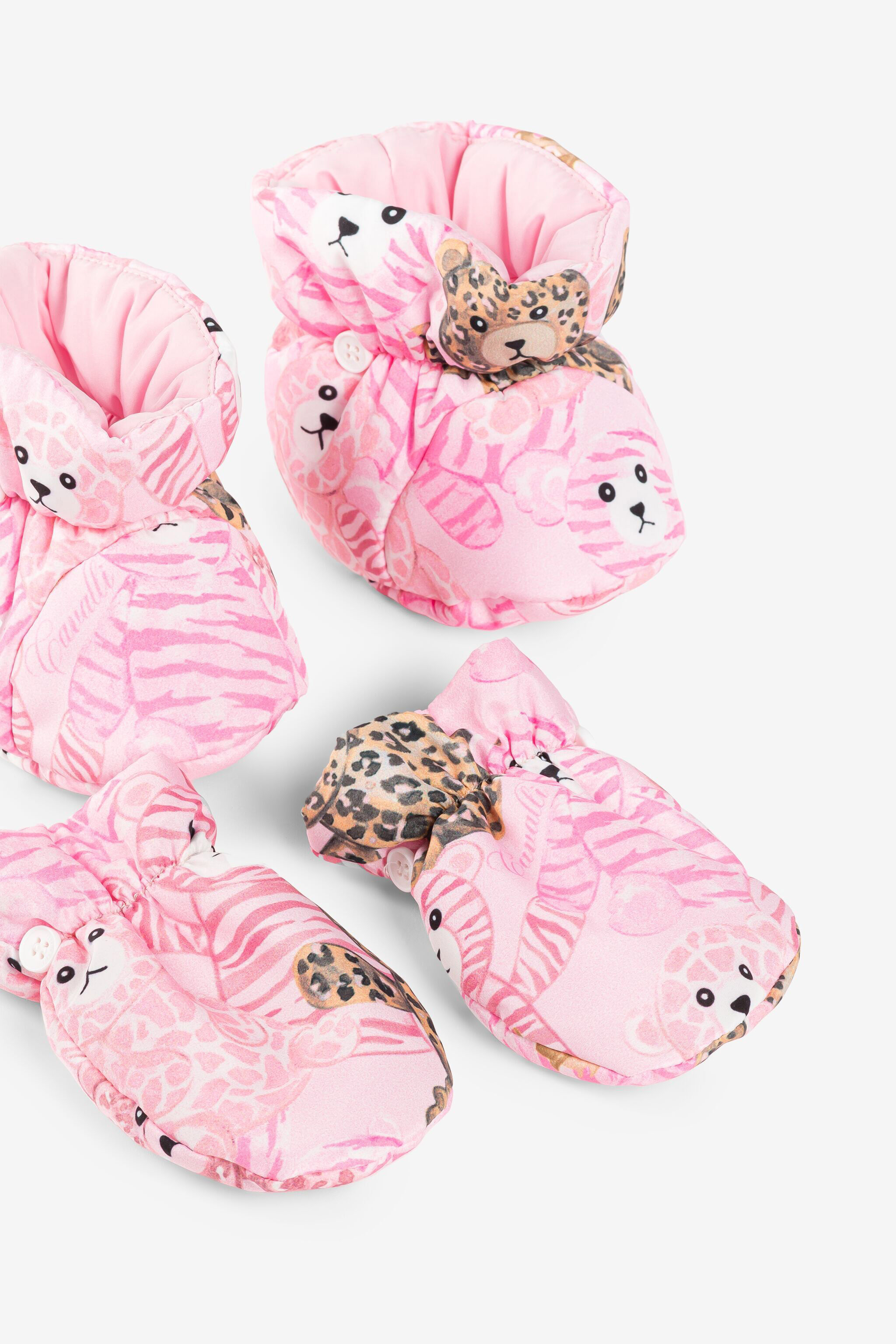JU Teddy Bear-Print Snowsuit Pink RJT400-5RG79