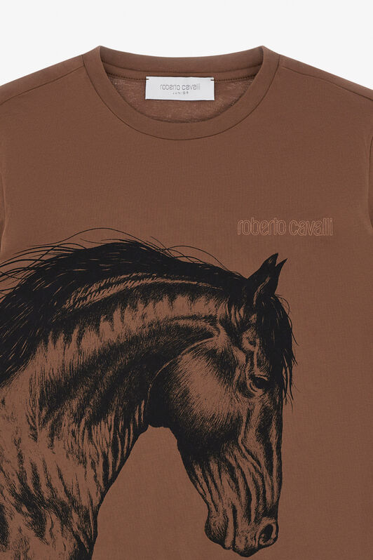 JU T-Shirt Con Cavallo E Logo JU T-Shirt Con Cavallo E Logo BROWN MUD TJT60S-JD001
