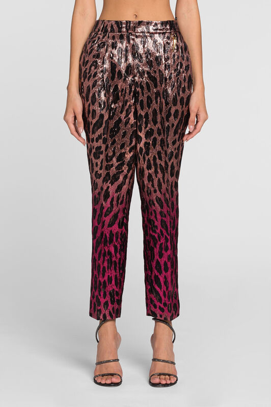 RC Animal-print lamé cropped trousers PINK/FUXIA QKT206-FY069