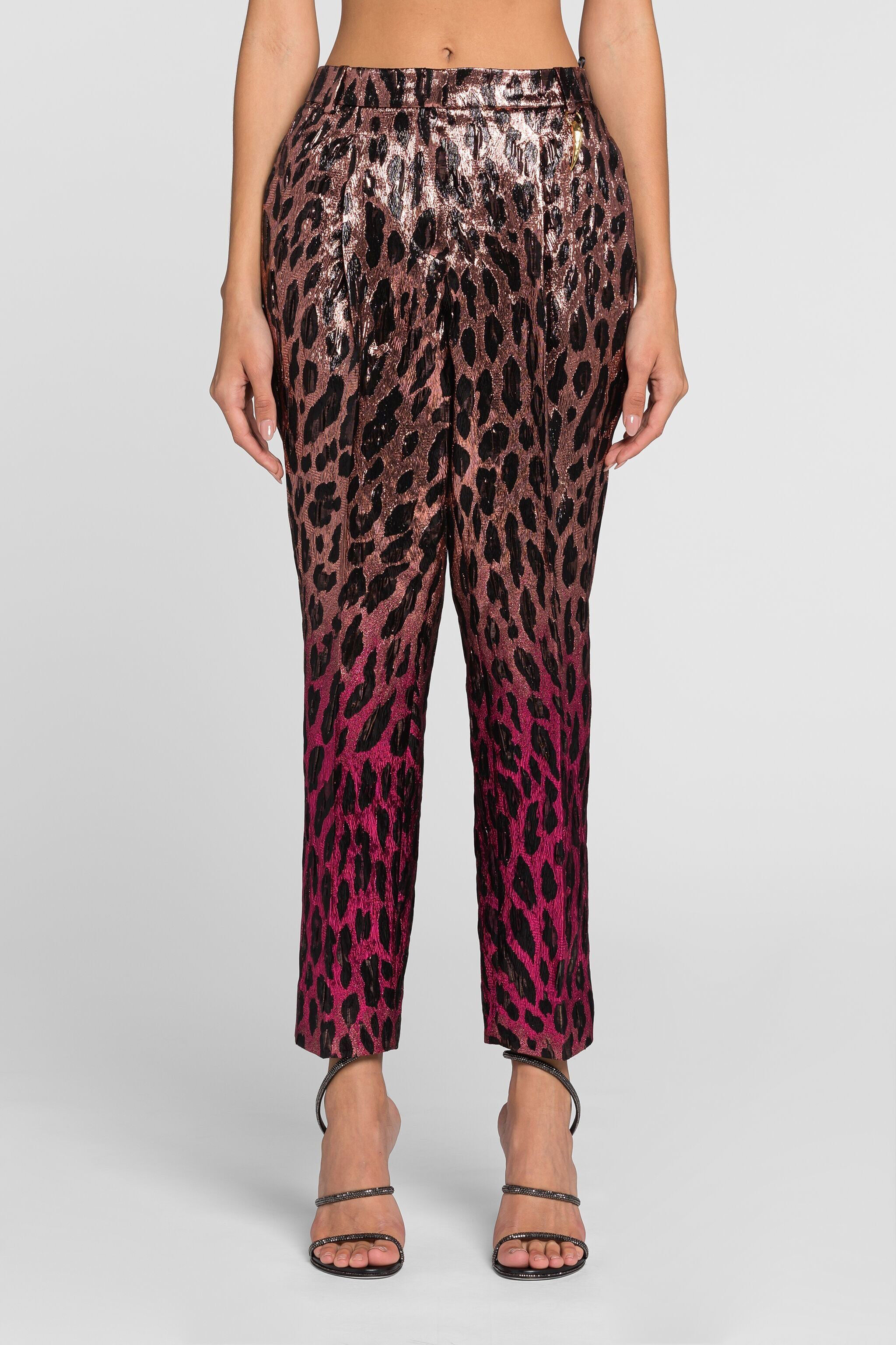 RC Animal-print lamé cropped trousers PINK/FUXIA QKT206-FY069
