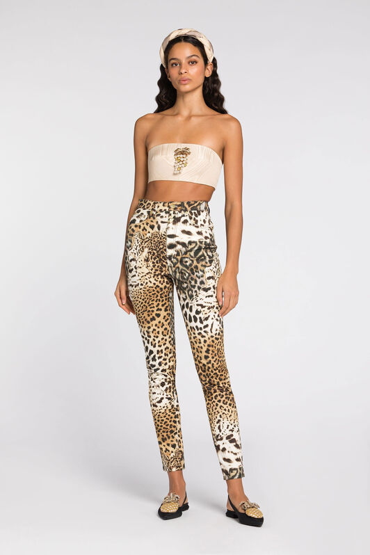 RC Slim jeans with Leopard print Light Brown QWJ233-DAG34