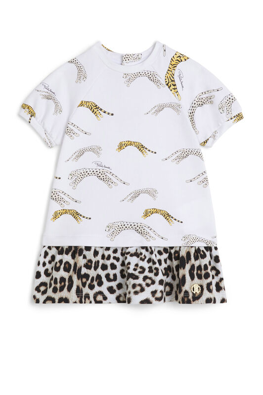 JU Kleid mit Jaguar- und Tiger-Print JU Kleid mit Jaguar- und Tiger-Print WHITE/BEIGE KJT155-FOU05