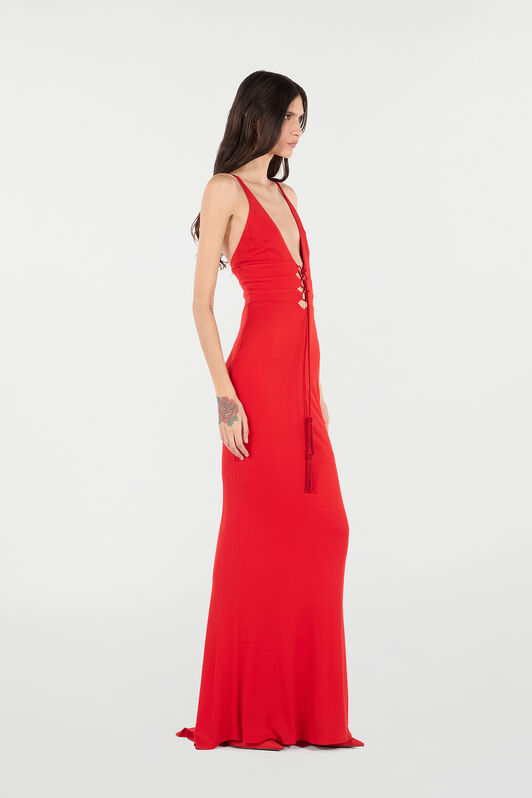 RC Long Dress with Criss-Cross Detail RC Long Dress with Criss-Cross Detail Red VQT148-JE034