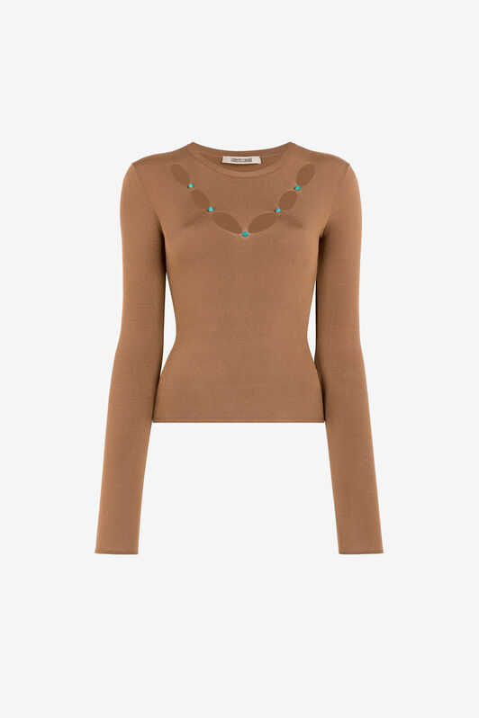 RC Knit top with cut-out Brown RKM606-MG011