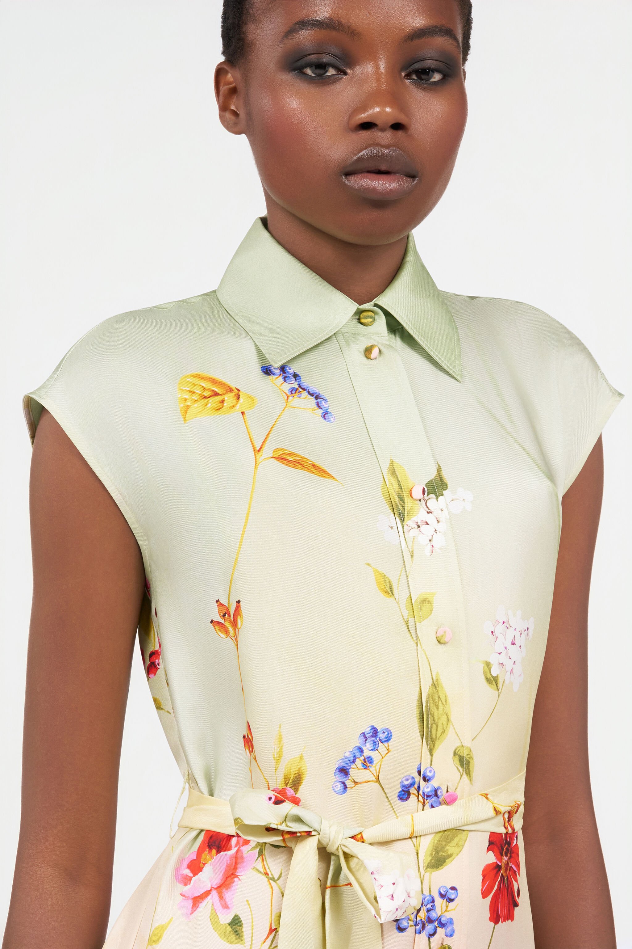 RC Abito Lungo in Seta con Stampa Miami Flowers RC Abito Lungo in Seta con Stampa Miami Flowers GREEN/FUCHSIA WQT103-OZR32