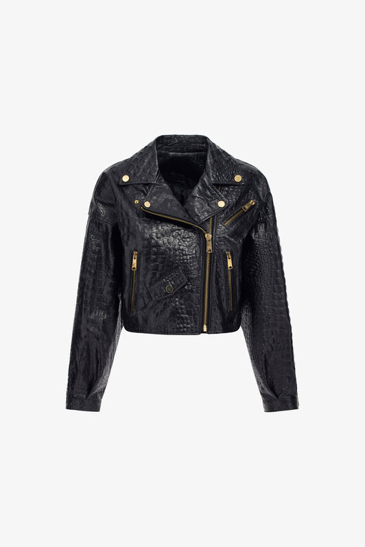 JC Just Cavalli leather bomber jacket Black TFP007-TF228