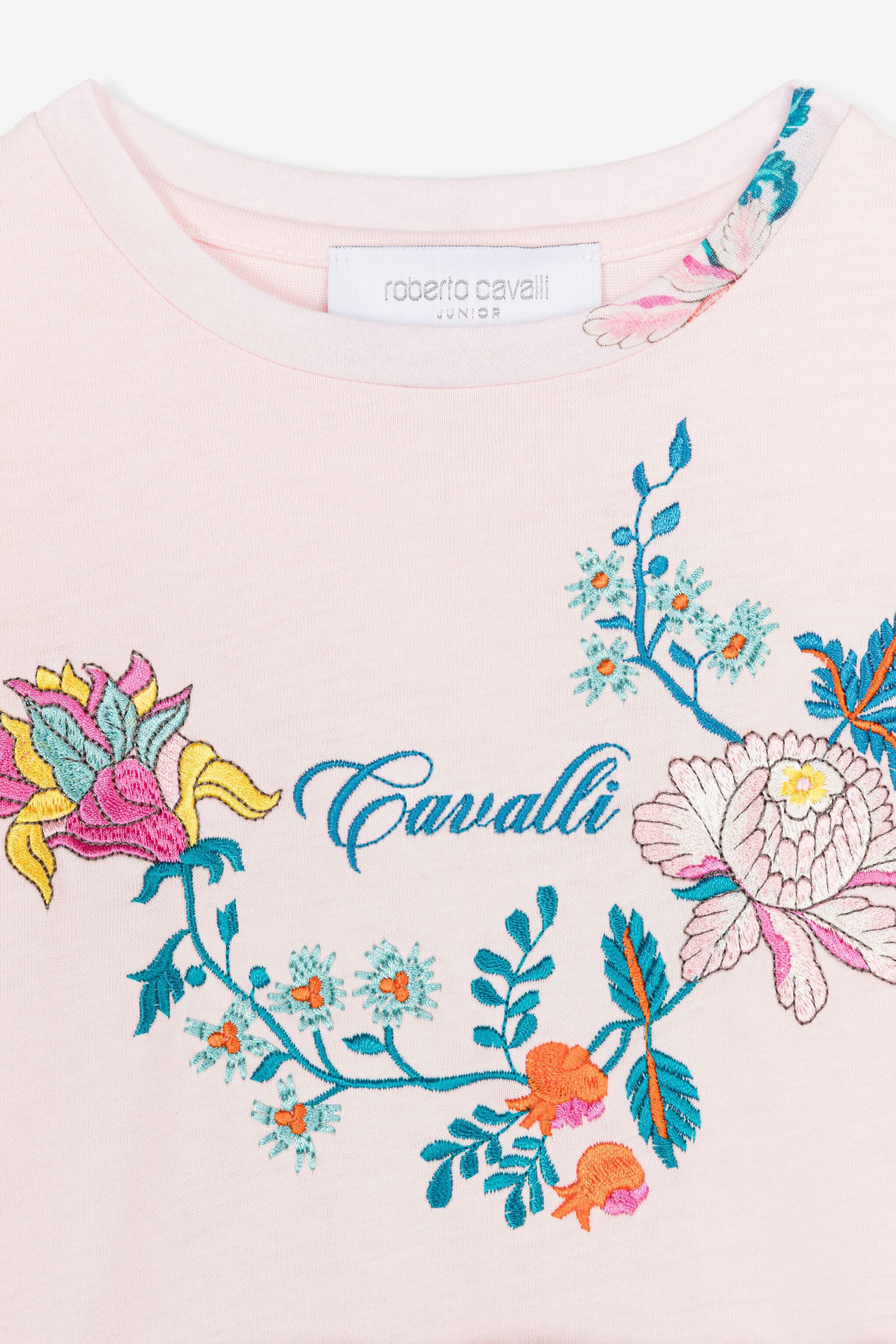 JU Jaguar And Flower-Print Cotton Dress Pink RJT118-JD001
