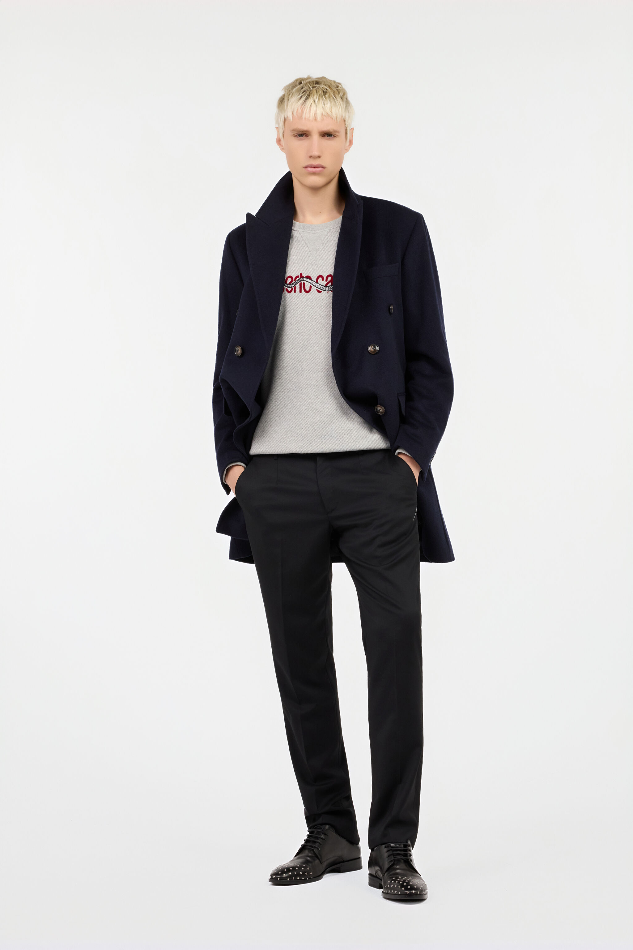 Snake Logo Sweatshirt Grey in GREY MELANGE for Men | Roberto Cavalli®