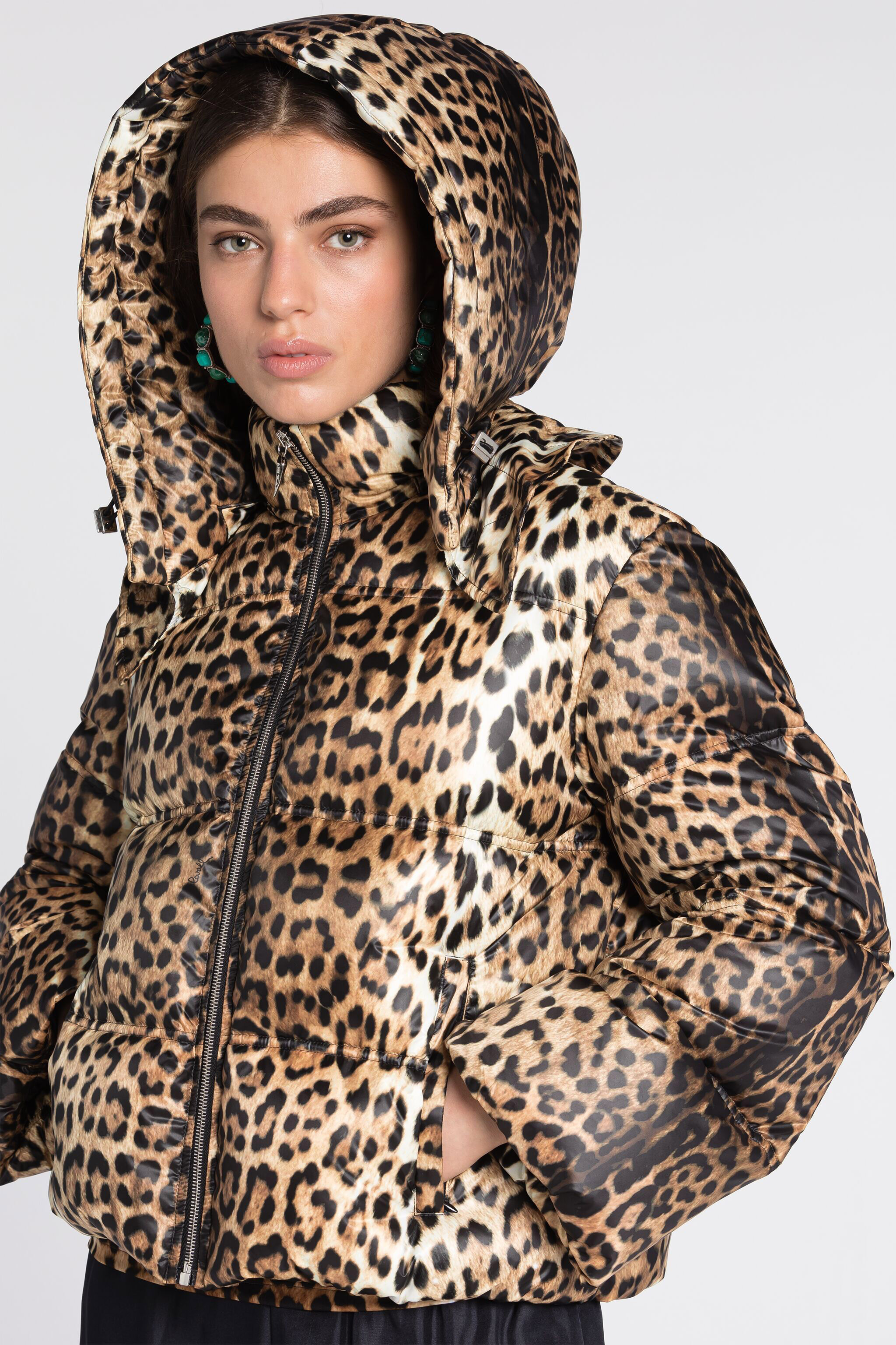 RC Gefütterte Jacke mit Leoparden-Print Hellbraun RKT800-SRH26