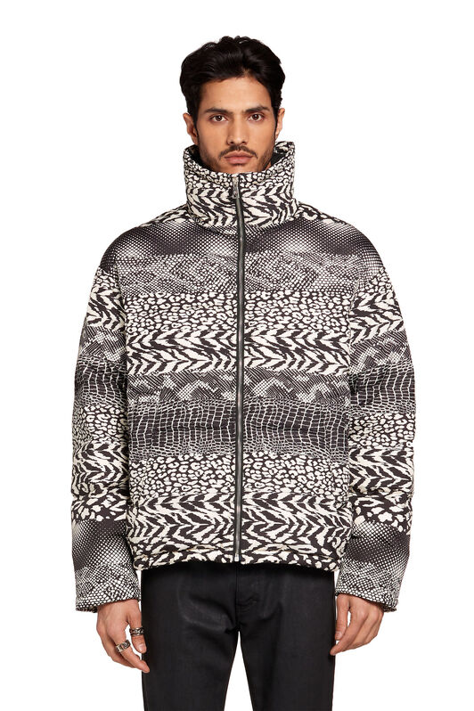 RC Animal print zipped puffer jacket BLACK/IVORY LNT803-9MZ97