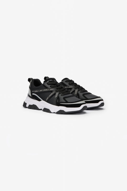 JC Black Chunky Leather Sneakers BLACK VFS060-VF518