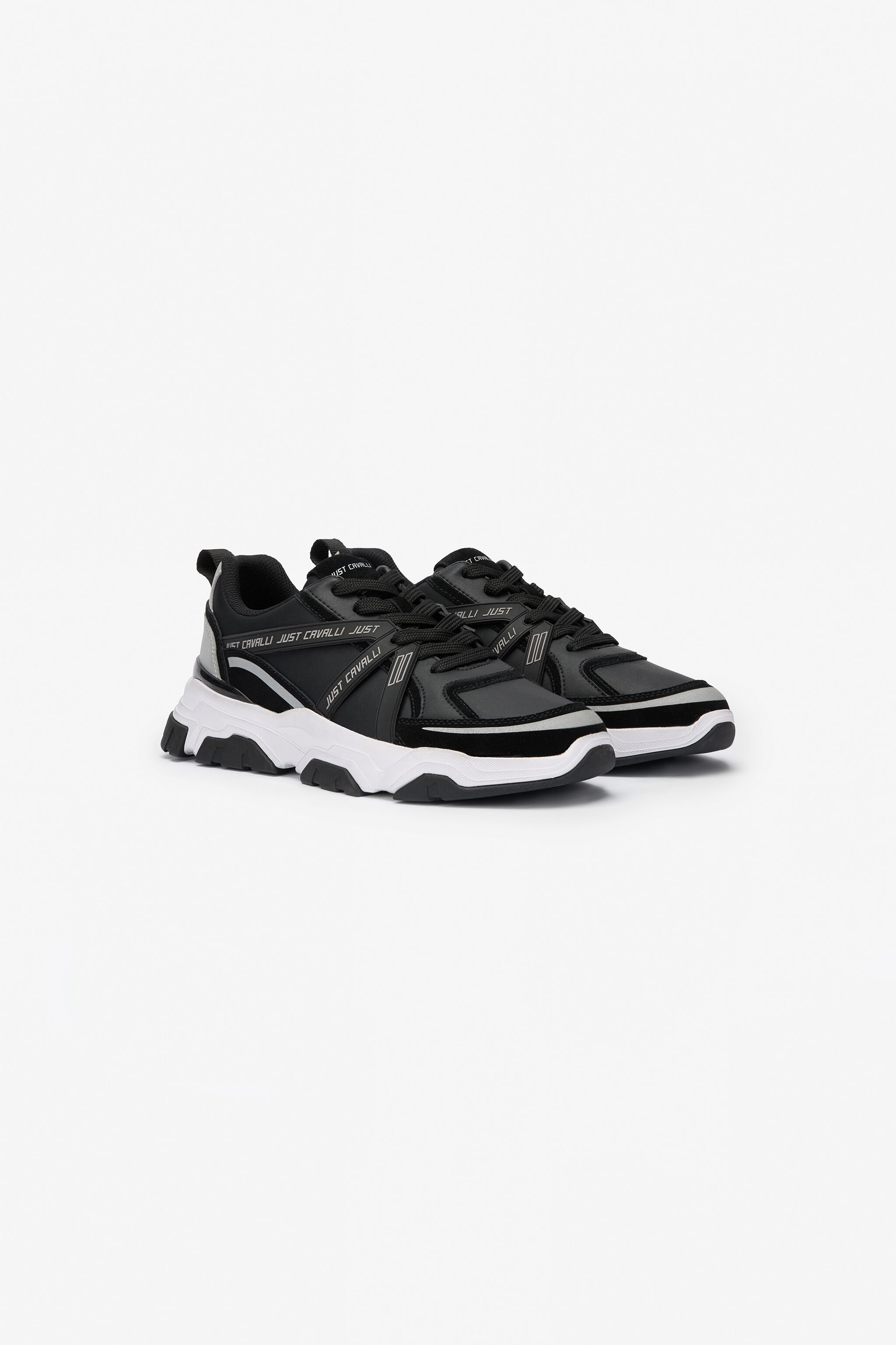 JC Black Chunky Leather Sneakers BLACK VFS060-VF518