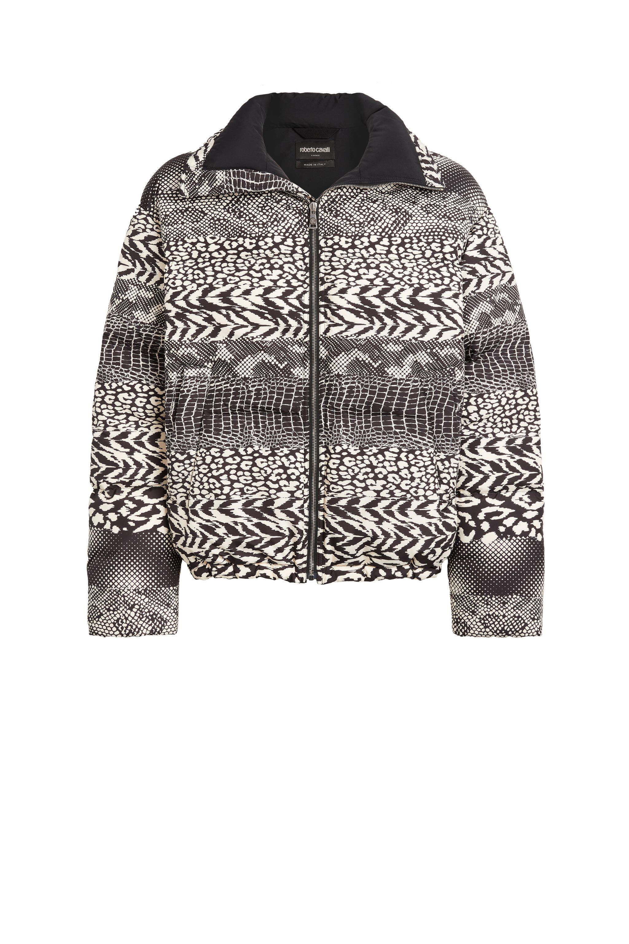 RC Animal print zipped puffer jacket BLACK/IVORY LNT803-9MZ97