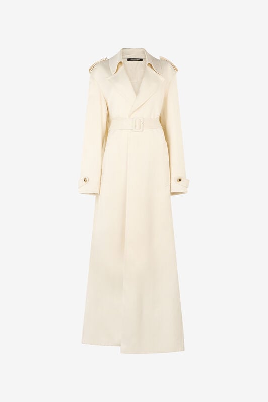 RC Trench Avorio Extralungo Con Plissettature IVORY WWT500-HS002