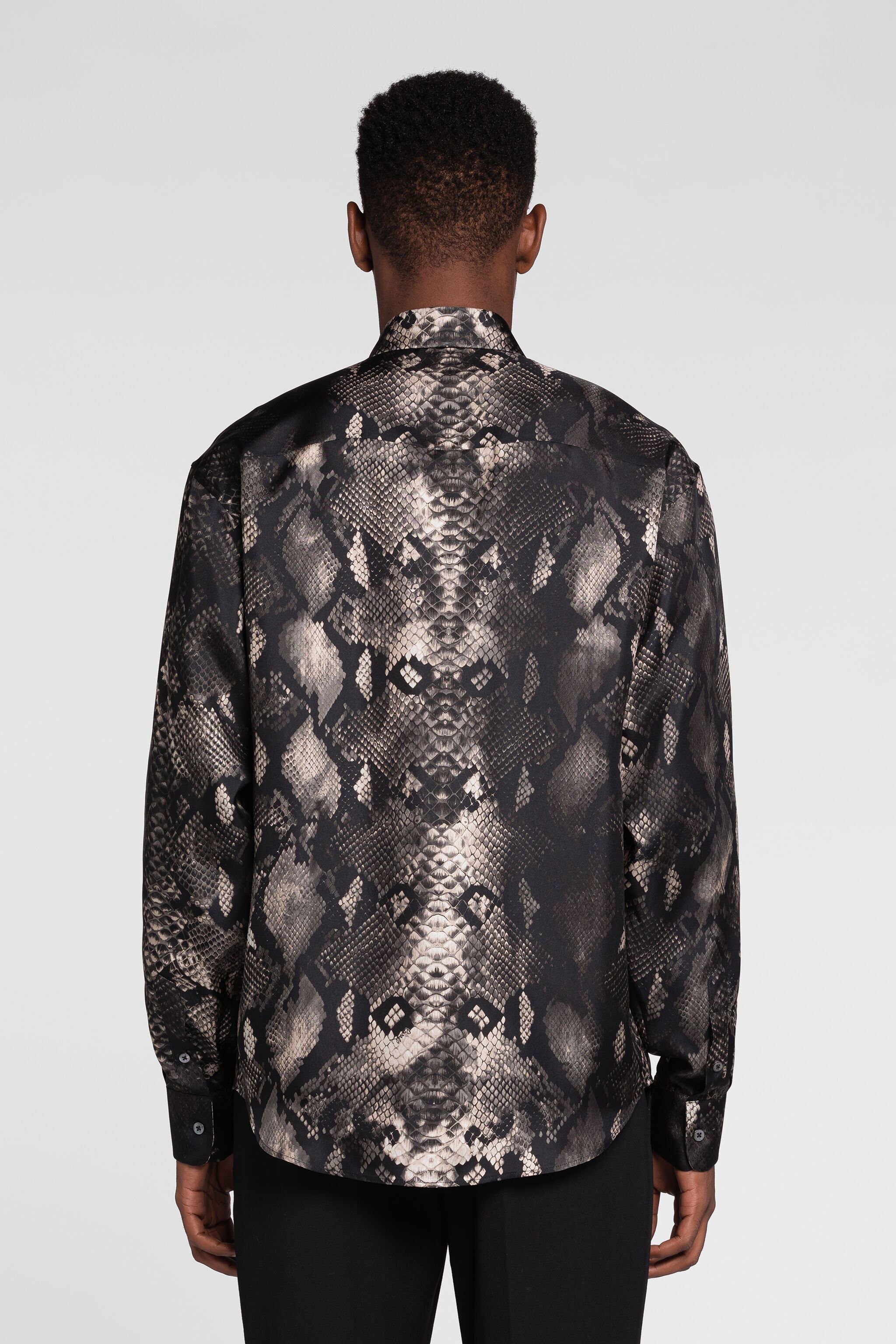 RC Rock Python-Print Silk Shirt SMOKE PRT730-4QE38