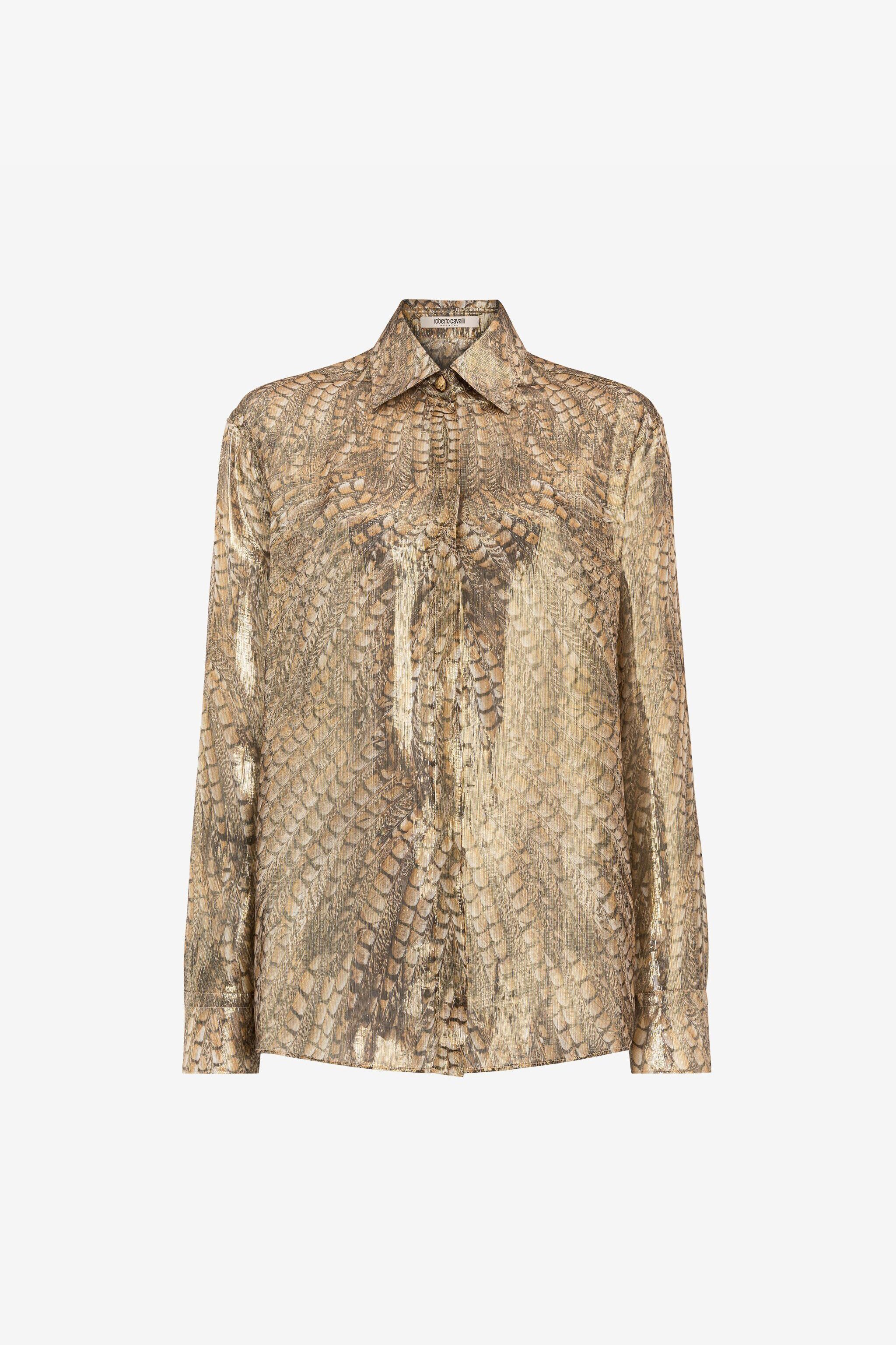 RC Hawk-print metallic shirt Light brown QKT704-XFF52