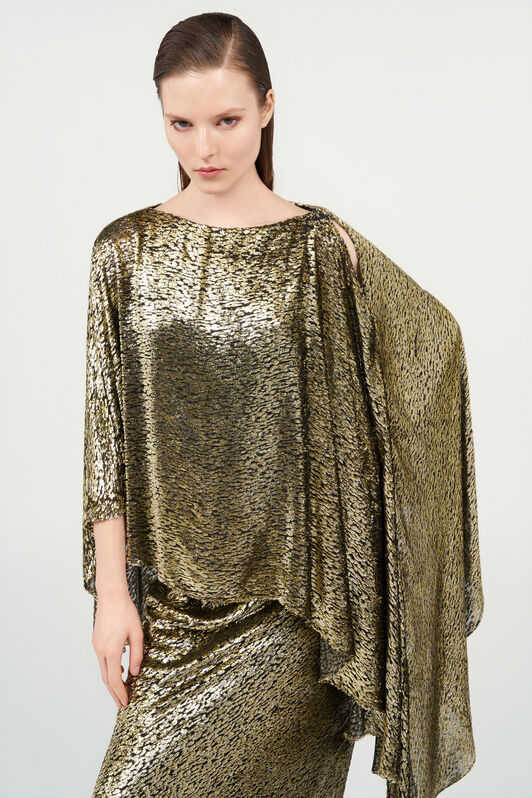 RC Asymmetric Gold Lamé Dress LIGHT GOLD WKT199-FT060