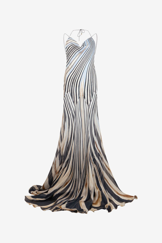 RC Zebra Print Silk Slip Dress NATURAL/BLACK XQT135-RYT26
