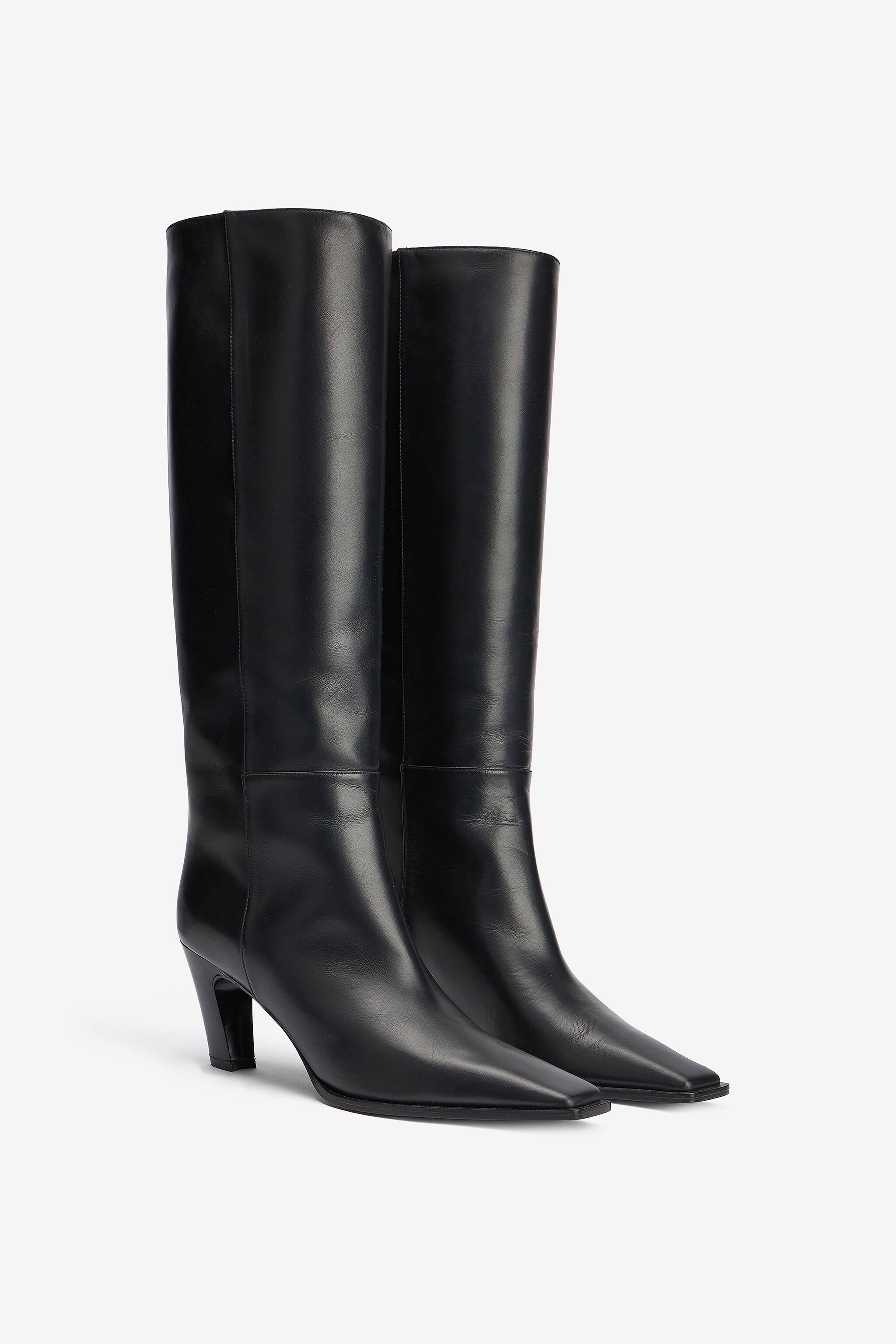 RC Bottes En Cuir Avec Monogramme Mirror Snake Noir TKS011-PZ590