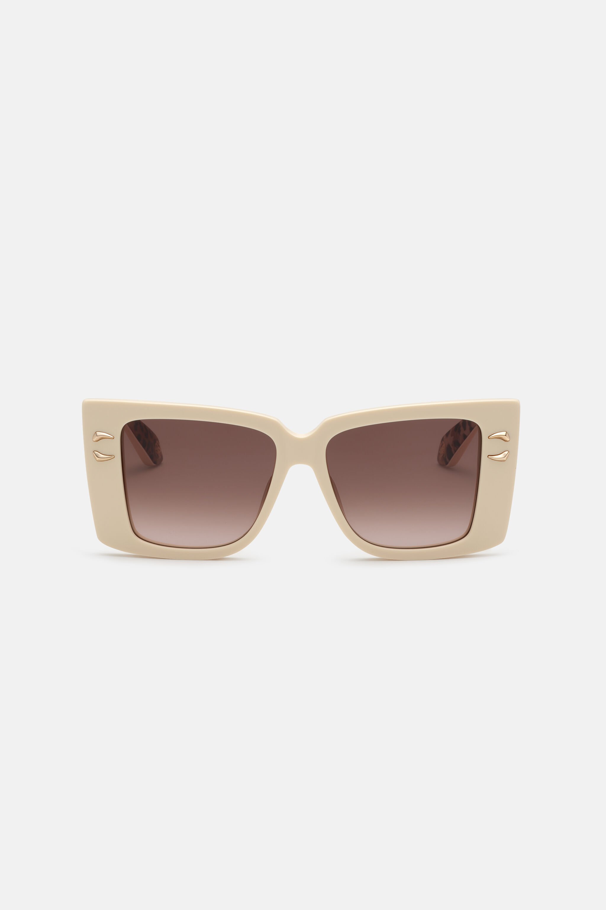 RC Sunglasses with wide rectangular front and fangs Light Brown ALD023-ID180