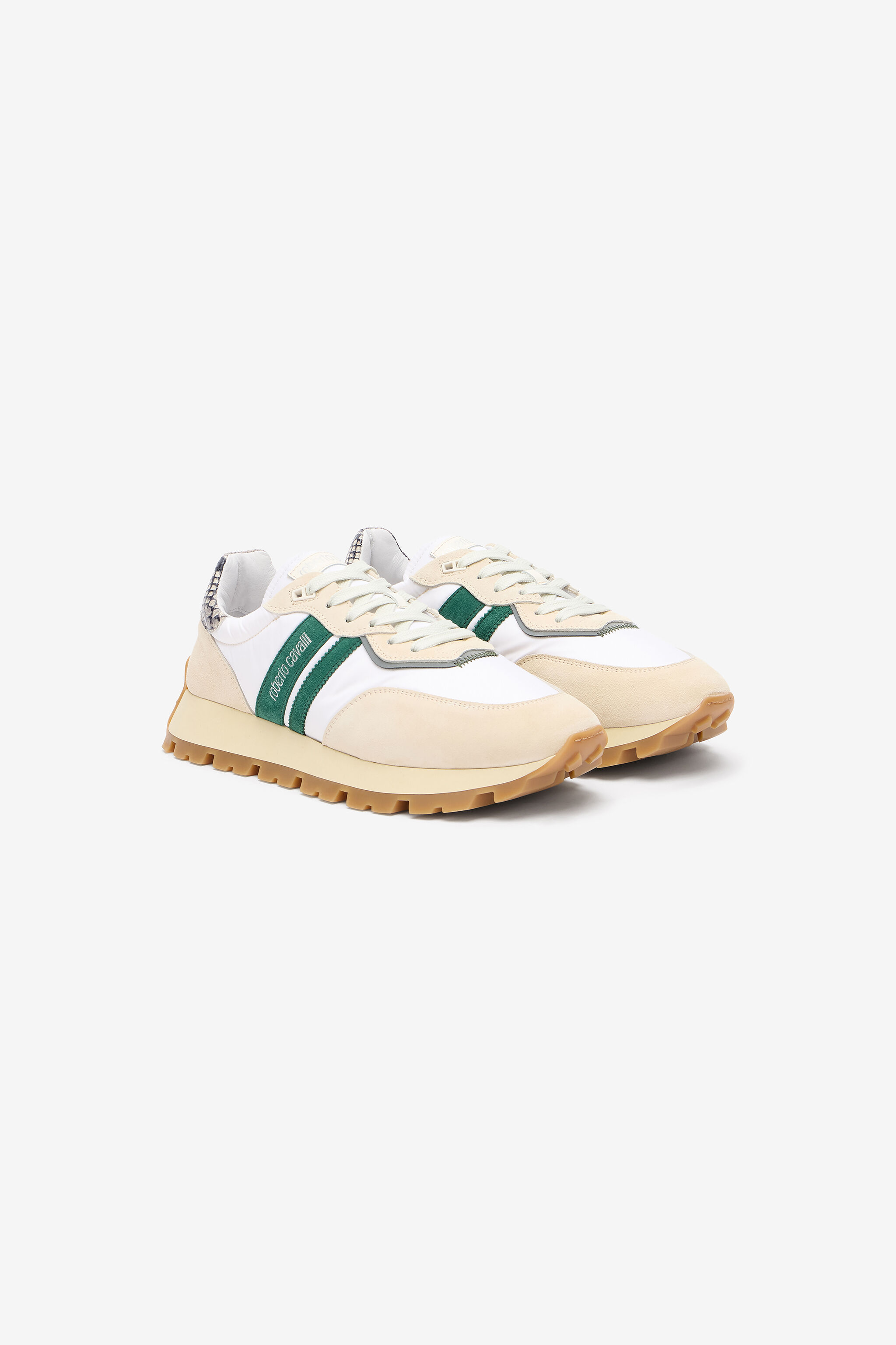 RC Weiße Running Shoes Mit Schlangenprint-Detail BIEGE/GREEN QOS00F-PZA81