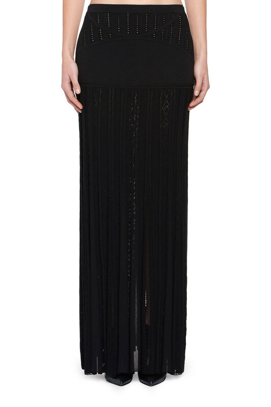 RC Long geometric lace wool skirt Black HQM310-MI001