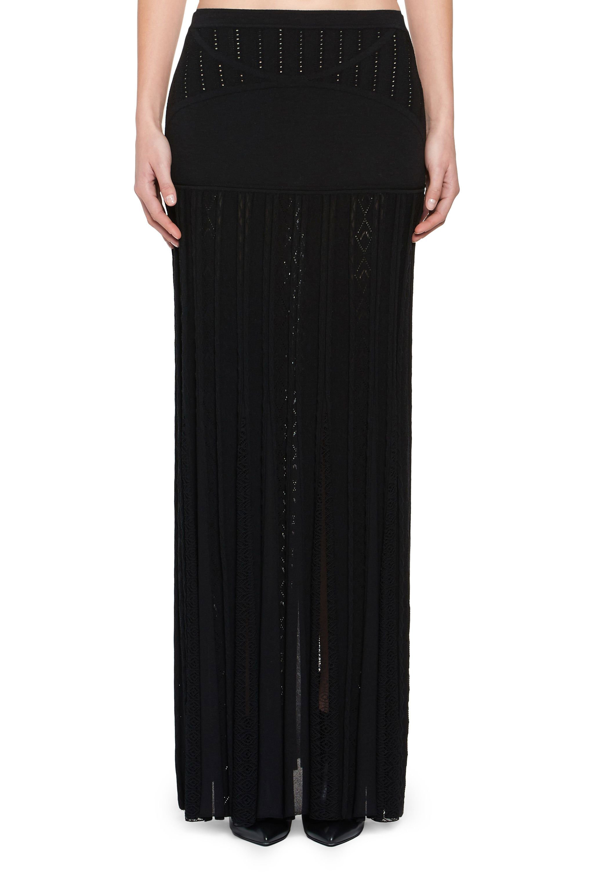 RC Long geometric lace wool skirt Black HQM310-MI001