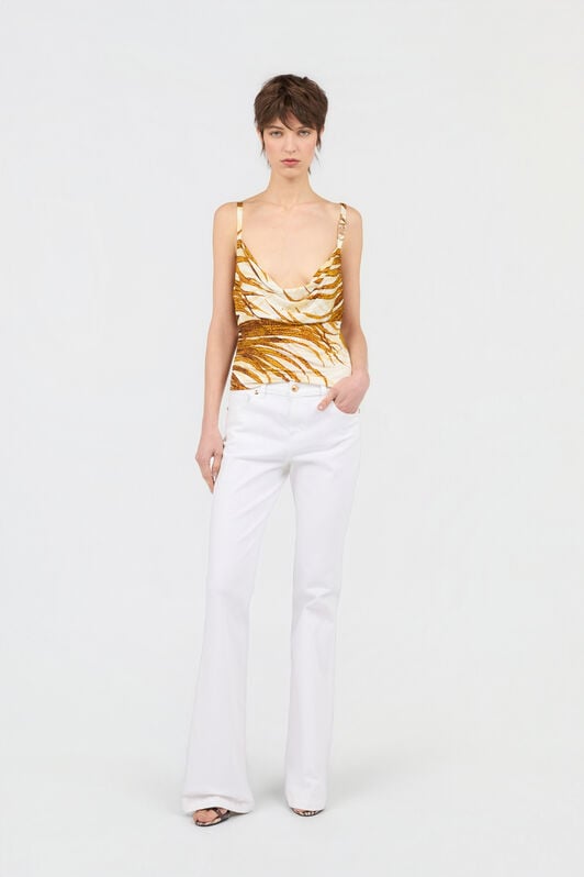 JC Golden Palm Print Top DAFFODIL WFT271-WF669