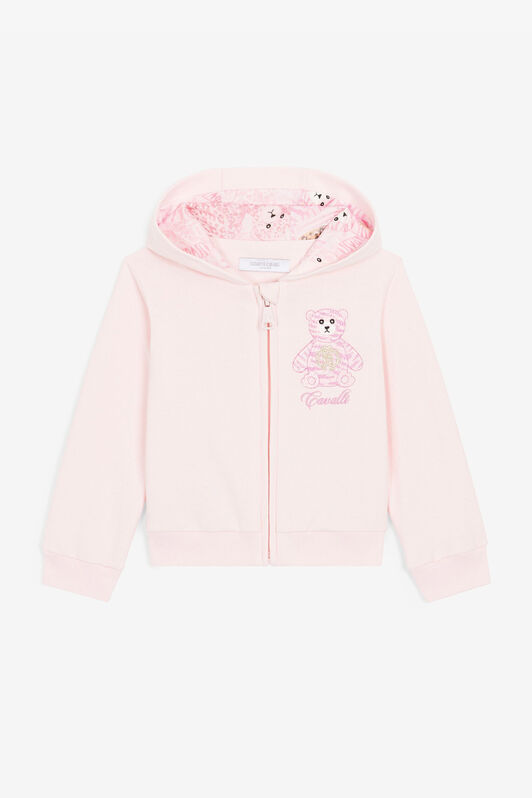 JU Teddy Bear-Embroidered Cotton Hoodie JU Teddy Bear-Embroidered Cotton Hoodie Pink RJT905-CF050