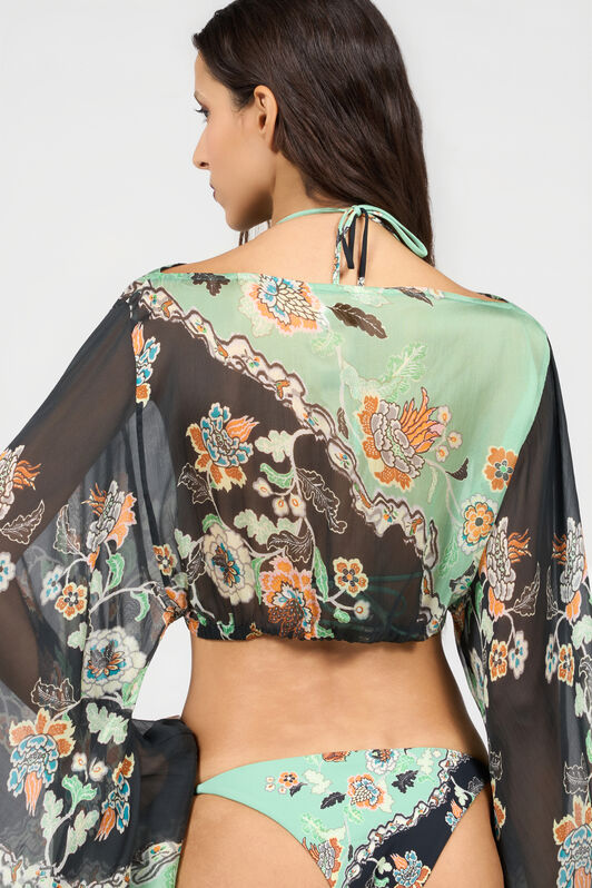 RC Strand-Top mit Kimono-Print GREEN/BLACK XQW040-HNT25